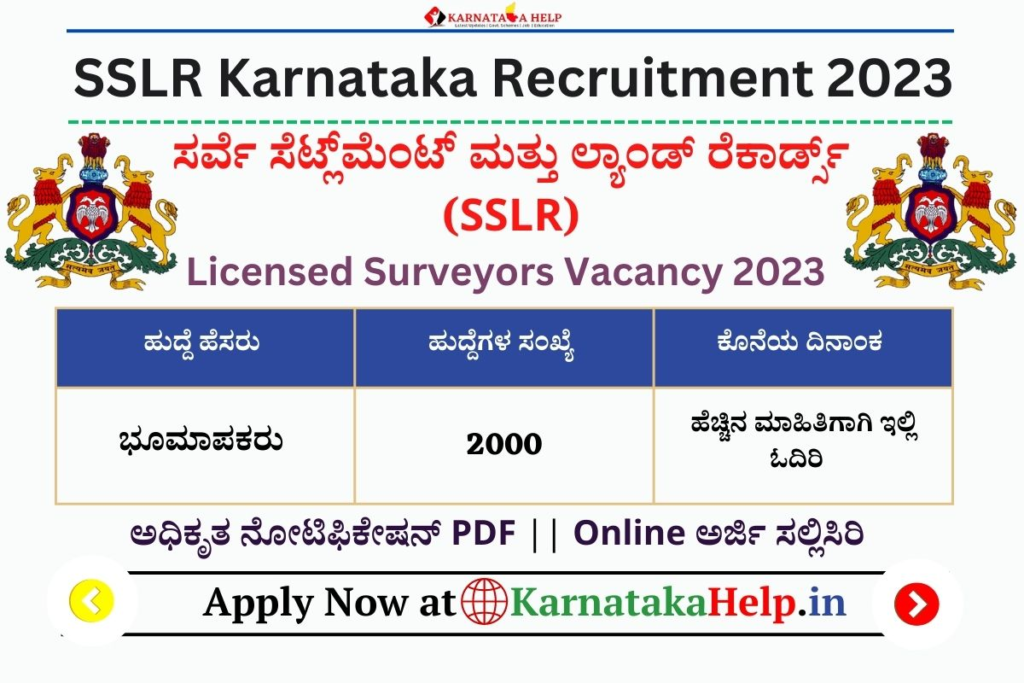 Sslr Karnataka Recruitment 2023 Apply Online