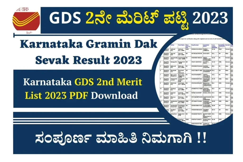 Gds 2Nd Merit List 2023 Karnataka Pdf Download