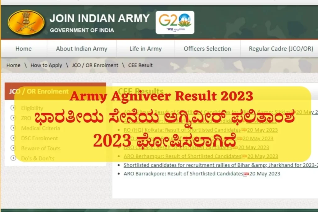 Indian Army Agniveer Result 2023