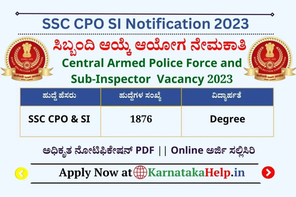 Ssc Cpo Si Recruitment 2023