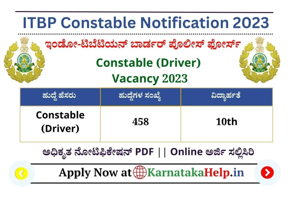 ITBP Constable (Driver) Recruitment 2023