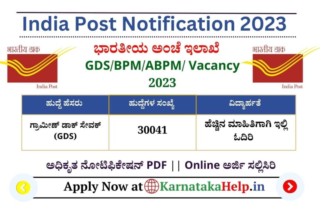 Karnataka Post Office Notification 2023 