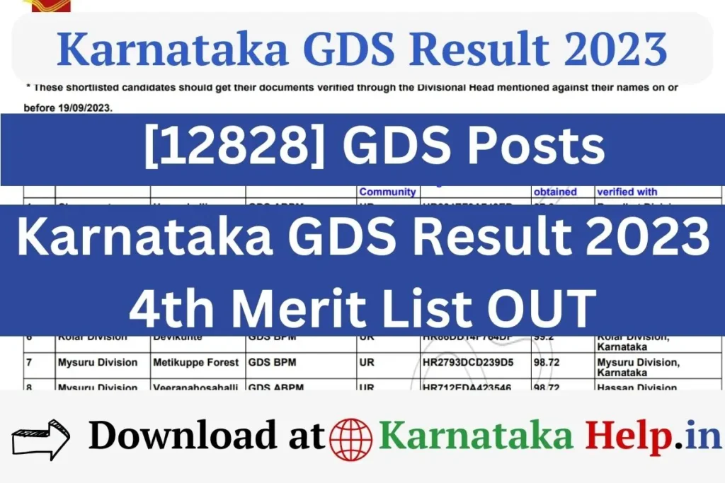 Karnataka Gds Special Drive 4 Merit List Pdf