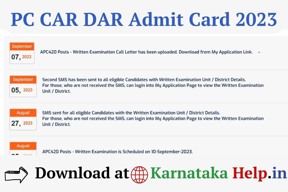 Pc Car Dar Admit Card 2023