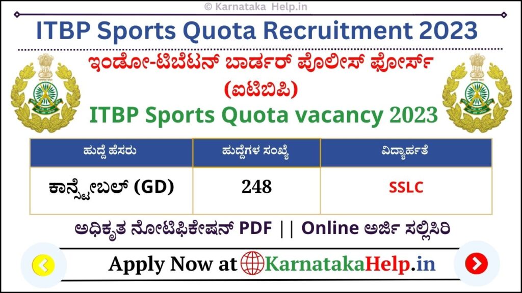 Itbp Sports Quota Recruitment 2023