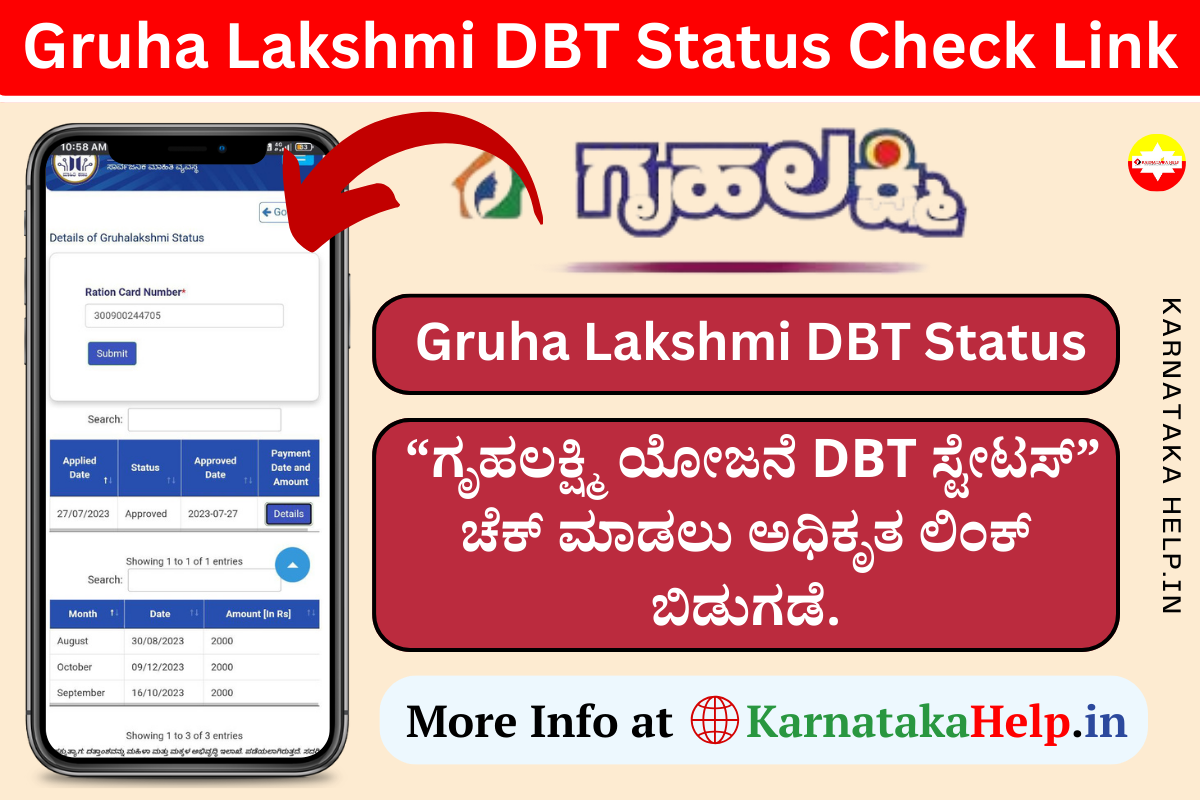 Mahiti Kanaja Gruhalakshmi Dbt Status 2024 Check Online