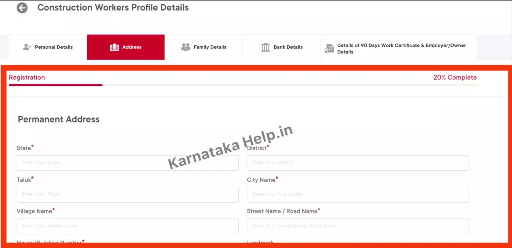 New Labour Card Apply Online Karnataka Step-5