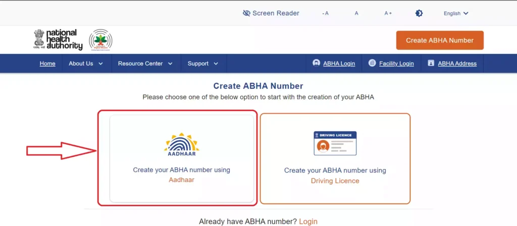 Abha Card Registration Karnataka Step-1