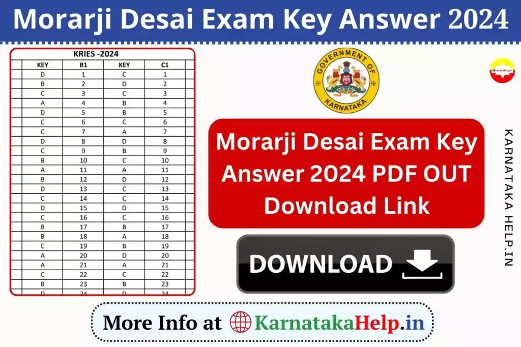 Morarji Desai Exam Key Answer 2024