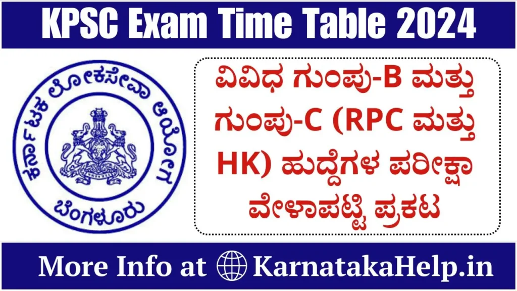 Kpsc Exam Time Table 2024