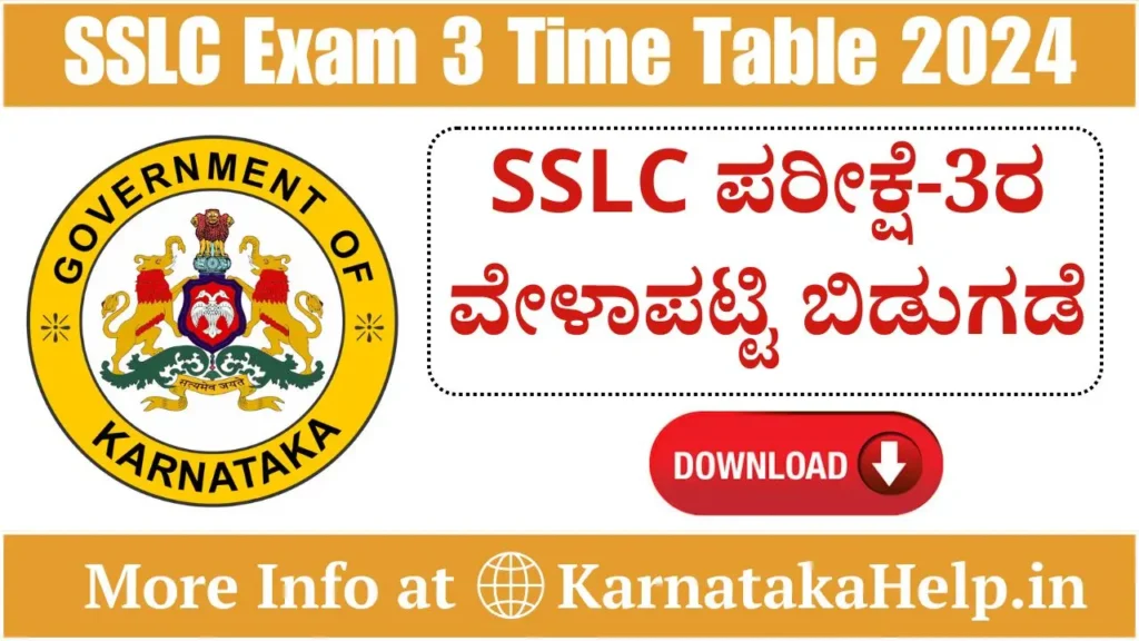 Sslc Exam 3 Time Table 2024