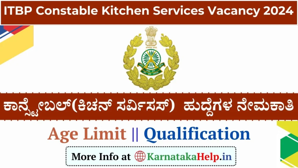 ITBP Constable Kitchen Services Vacancy 2024