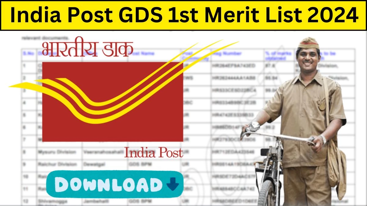 India Post Gds 1St Merit List 2024