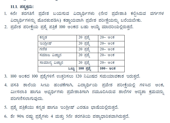 Eklavya Model Residential School Exam Syllabus Karnataka 2025