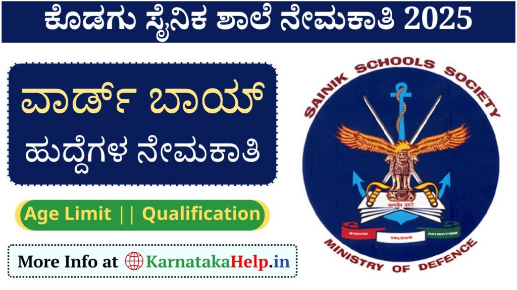 Sainik School Kodagu Ward Boy Recruitment 2025