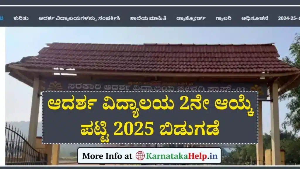 Adarsha Vidyalaya 2nd Round Selection List 2025