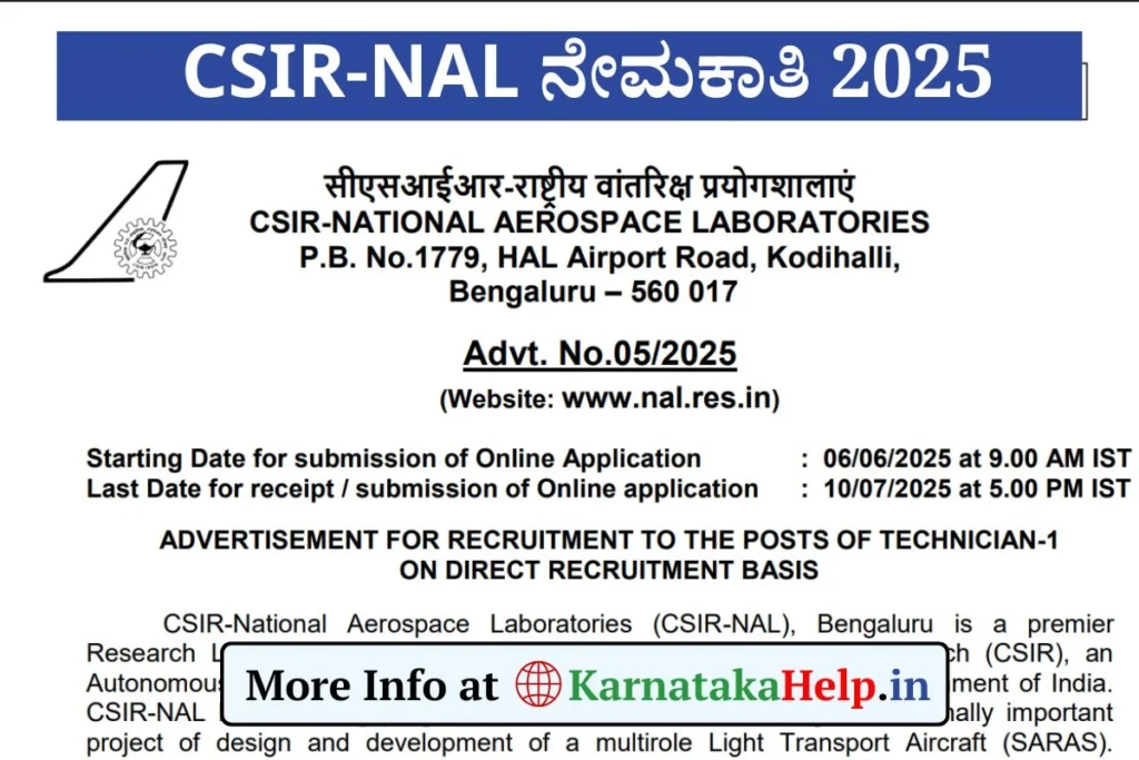 CSIR NAL Technician 1 Recruitment 2025