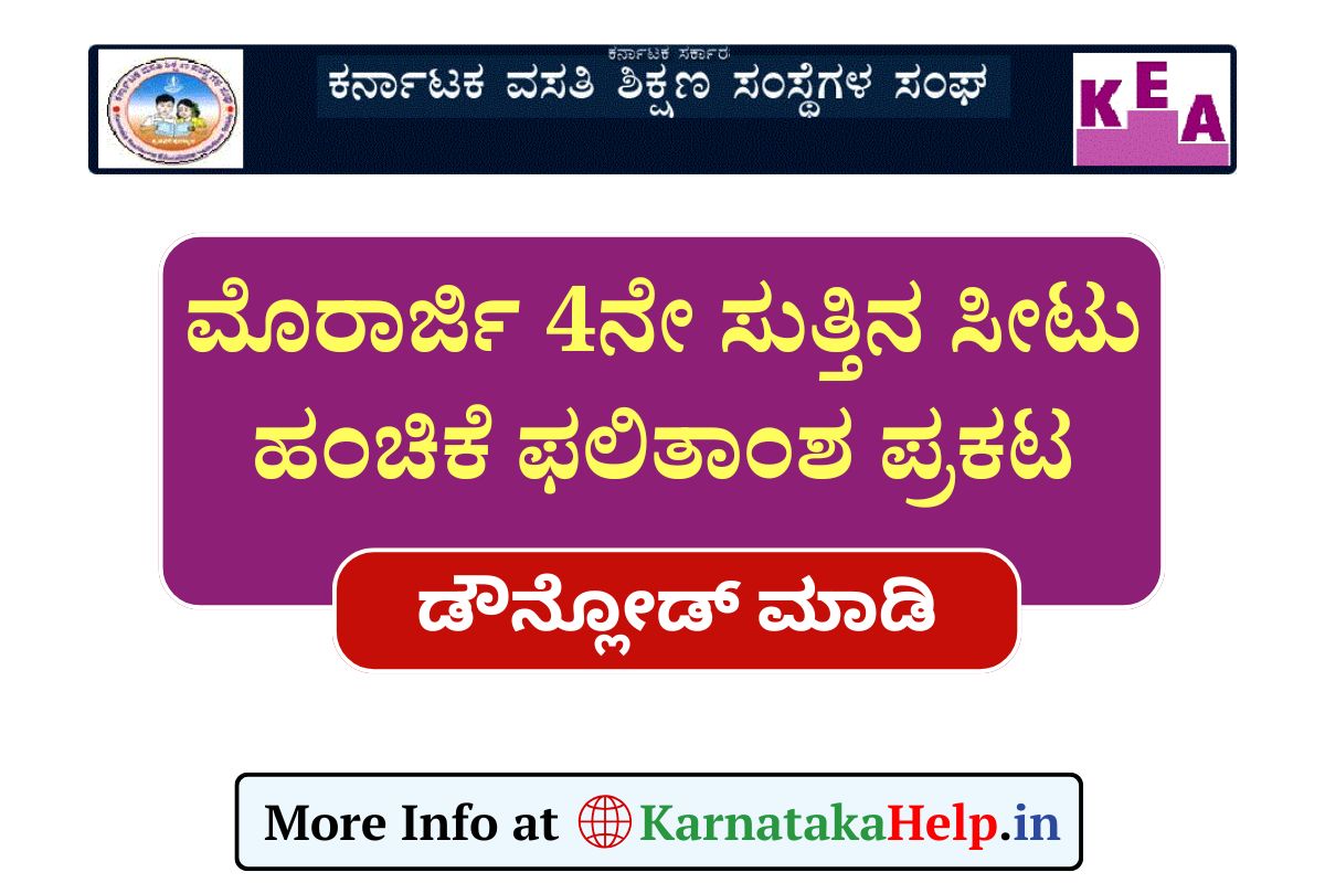 Morarji 4th Round Result 2025: ನಾಲ್ಕನೇ ಸುತ್ತಿನ ಸೀಟು ಹಂಚಿಕೆ ಫಲಿತಾಂಶ ಪ್ರಕಟ