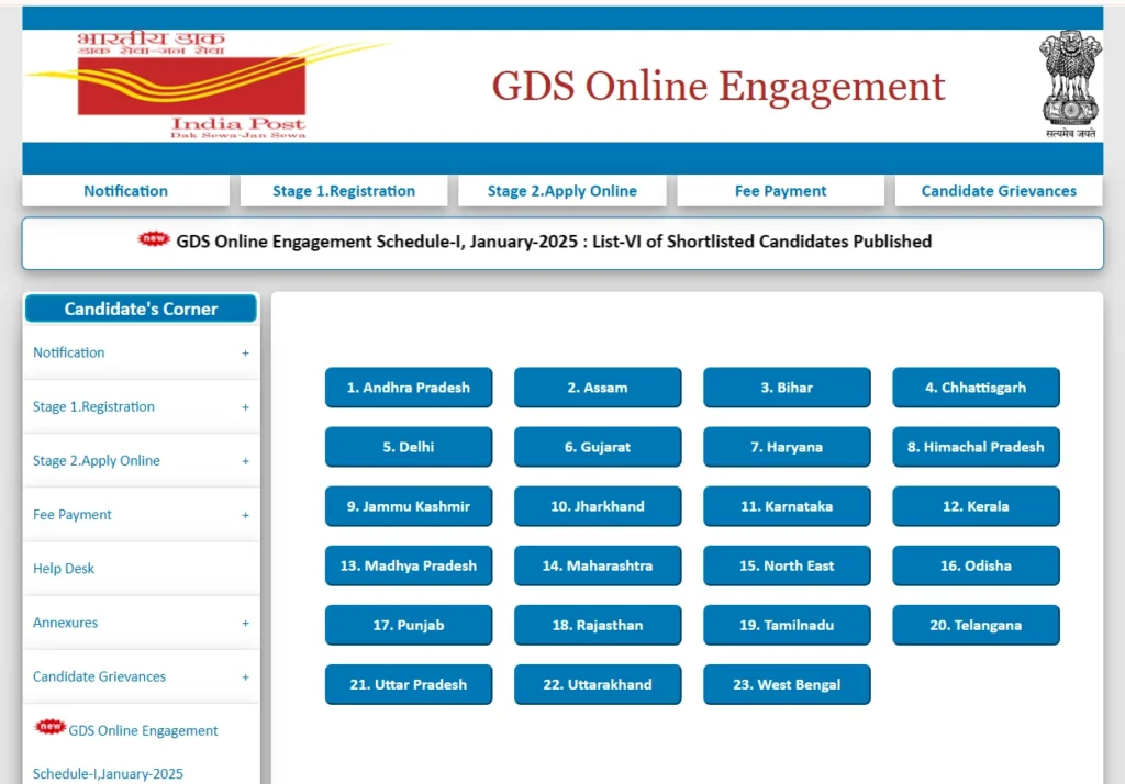 Post Gds 6Th Merit List 2025
