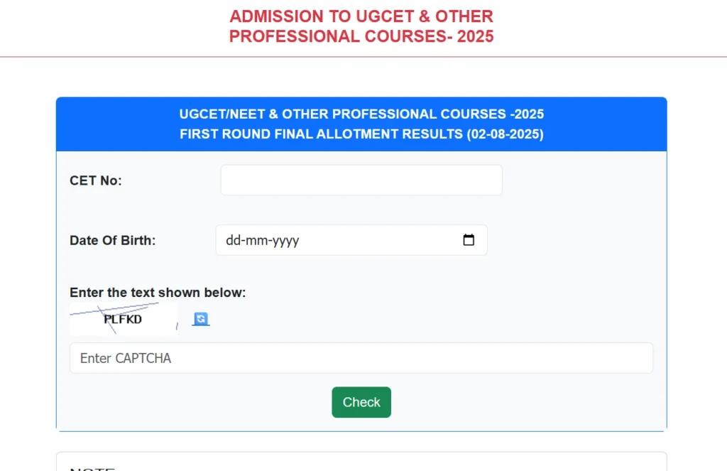 Ugcet, Ugneet 1St Round Final Seat Allotment Result 2025 Check Link