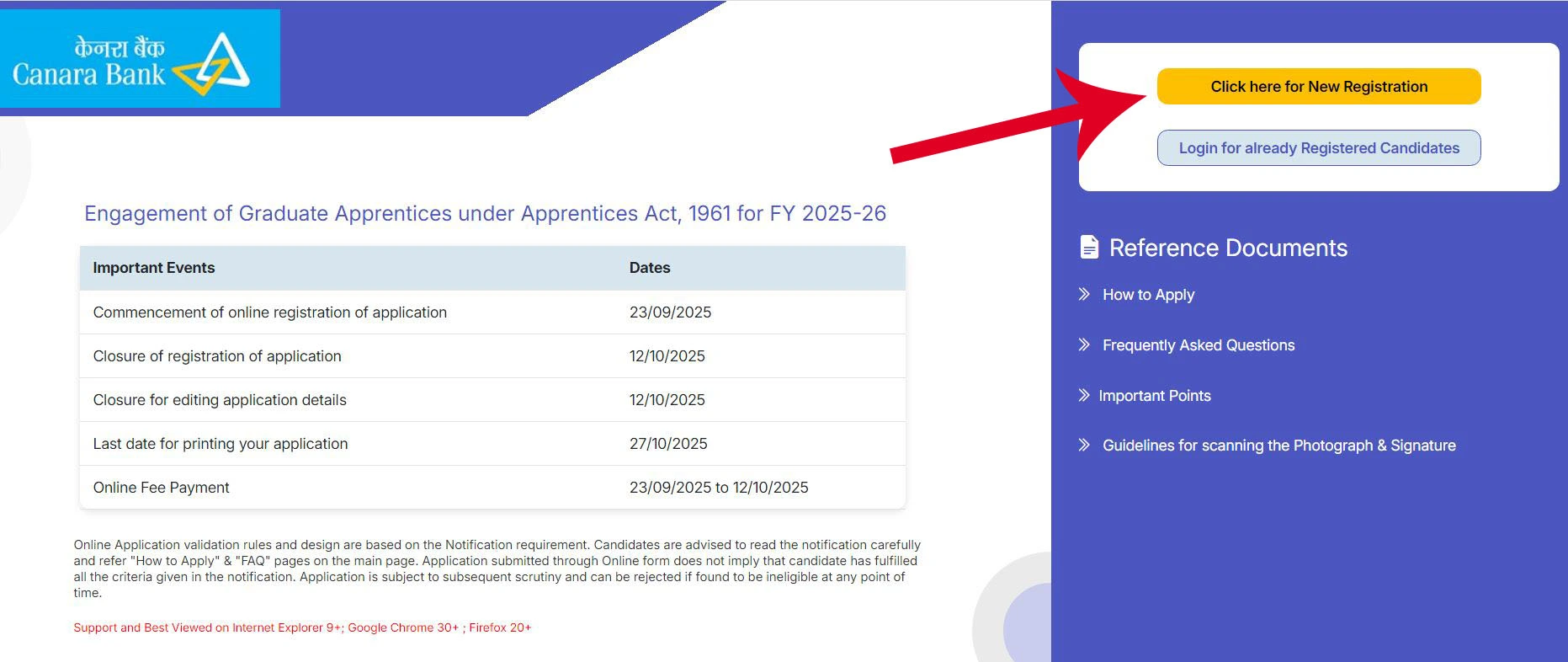 Canara Bank Job Application Form
