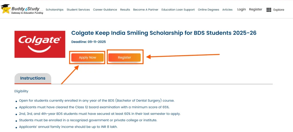 Colgate Keep India Smiling Scholarship Program Online Form 2025
