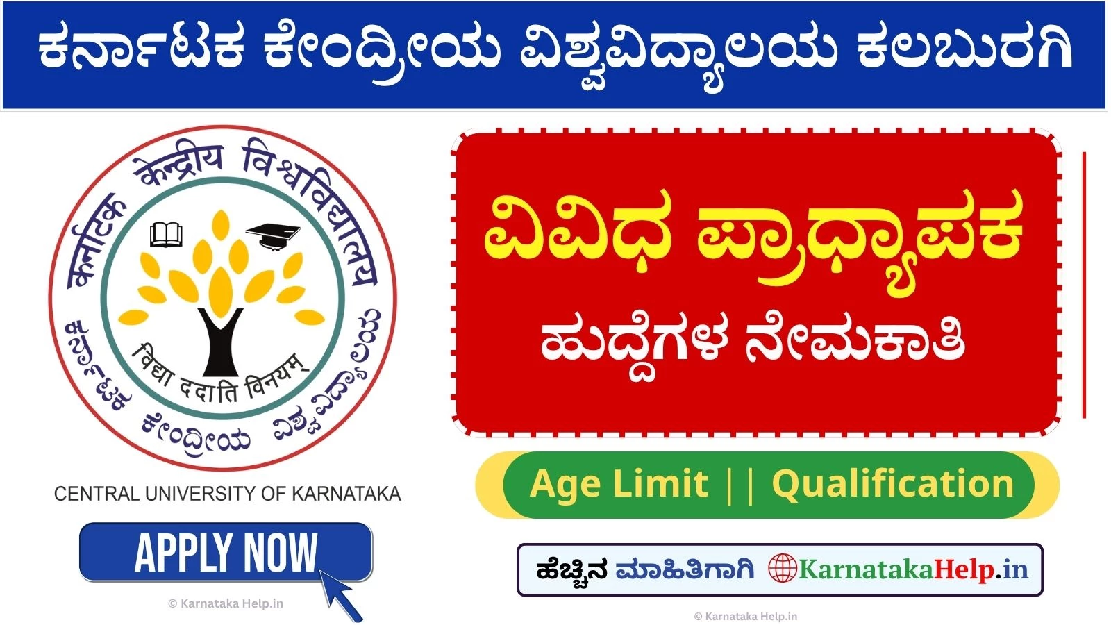 Karnataka Central University Professor Notification 2025