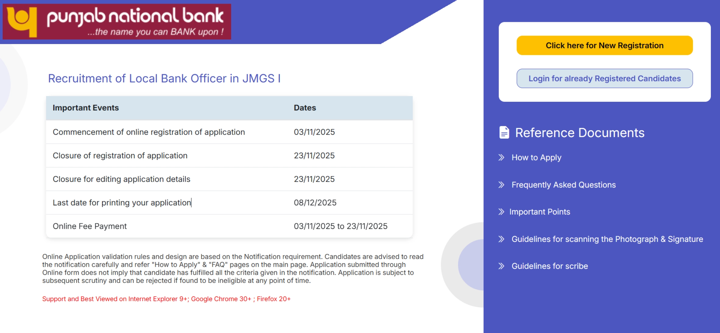 Panjab National Bank Local Bank Officer In Jmgs I Application Form 2025