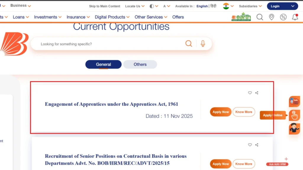 Karnataka Help Bank Of Baroda Apprentice Vacancy 2025 Notification
