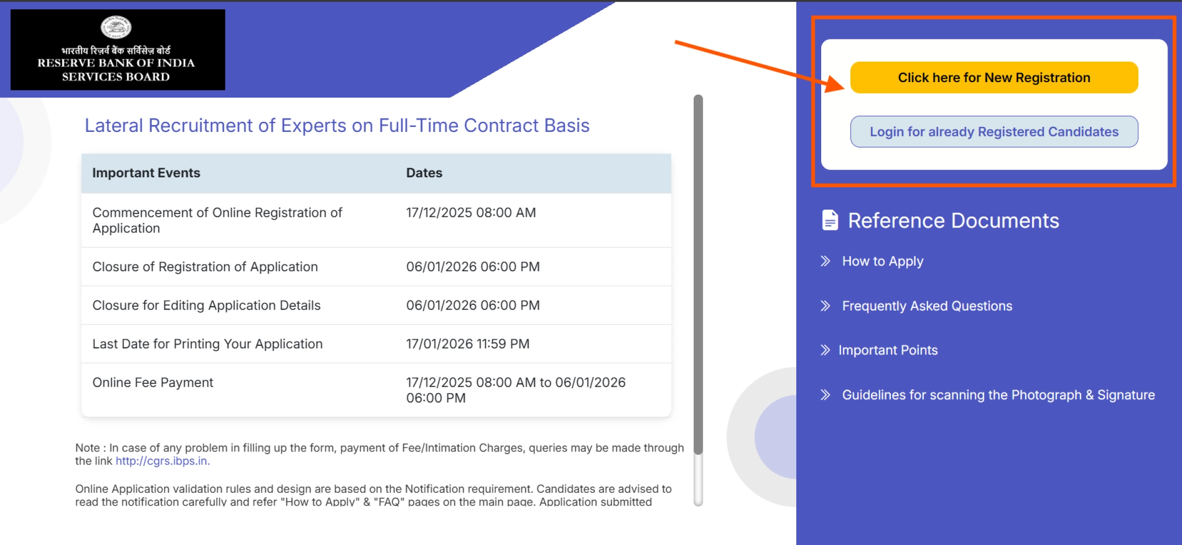 Rbi Experts Recruitment 2025-26 Online Form