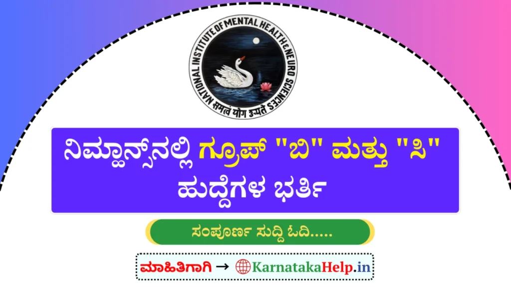 Nimhans Various Group B &Amp; C Posts Notification 2026