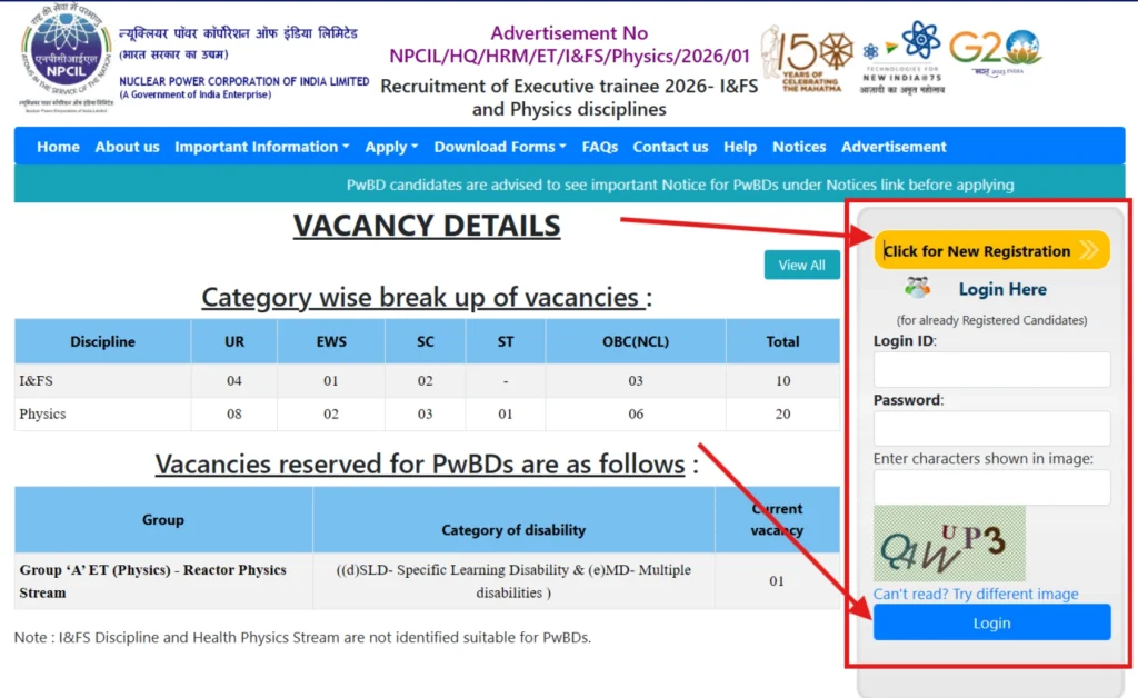 Npcil Et (I&Amp;Fs And Physics Disciplines) 2026 Application Form