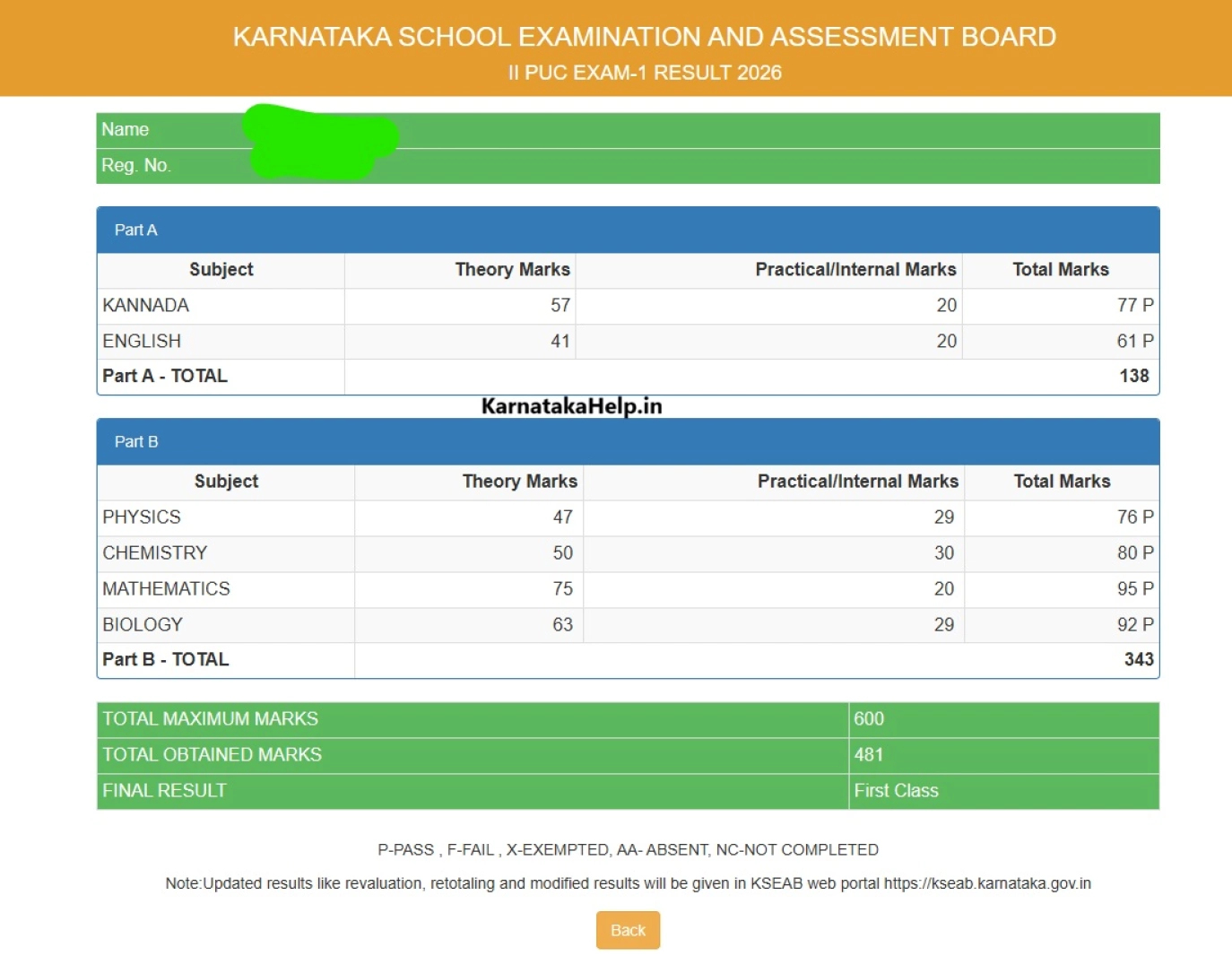 2Nd Puc Exam 1 Result 2026