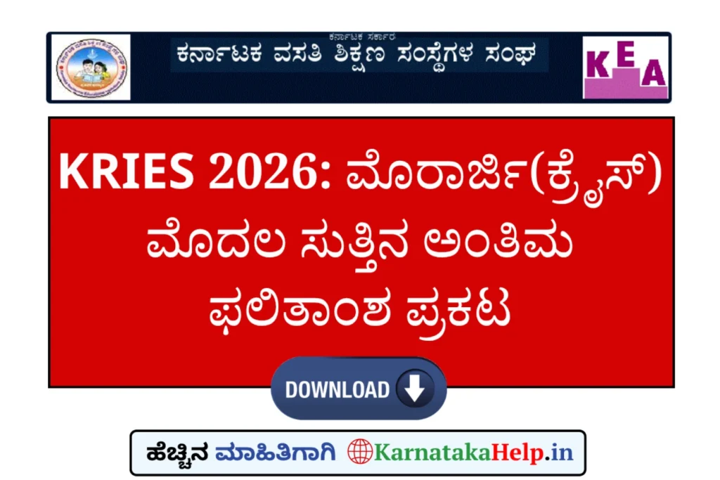 Karnataka Help Morarji Desai Kreis Final Selection List 2026