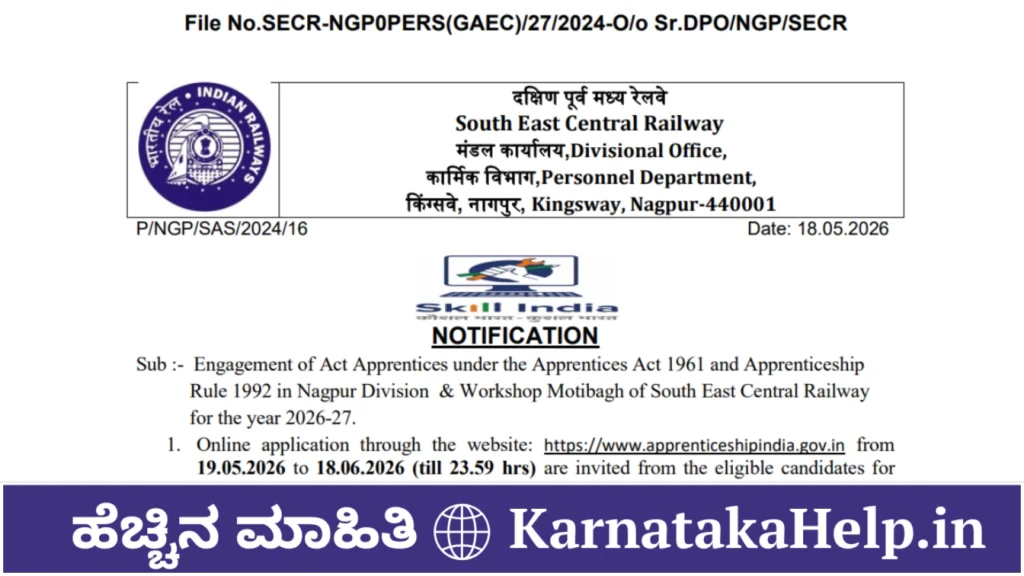 Secr Nagpur Division And Workshop Motibag Apprentice 2026 Notification