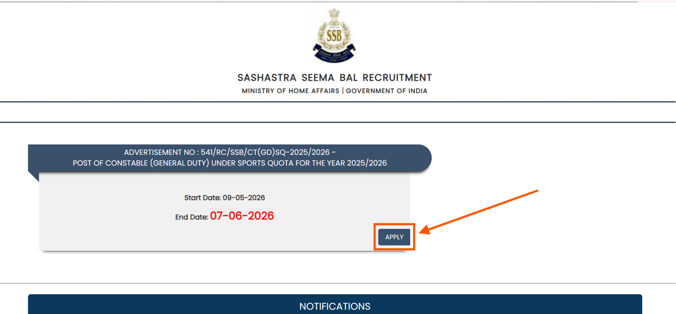 Ssb Constable (Gd) Sports Quota 2026 Notification
