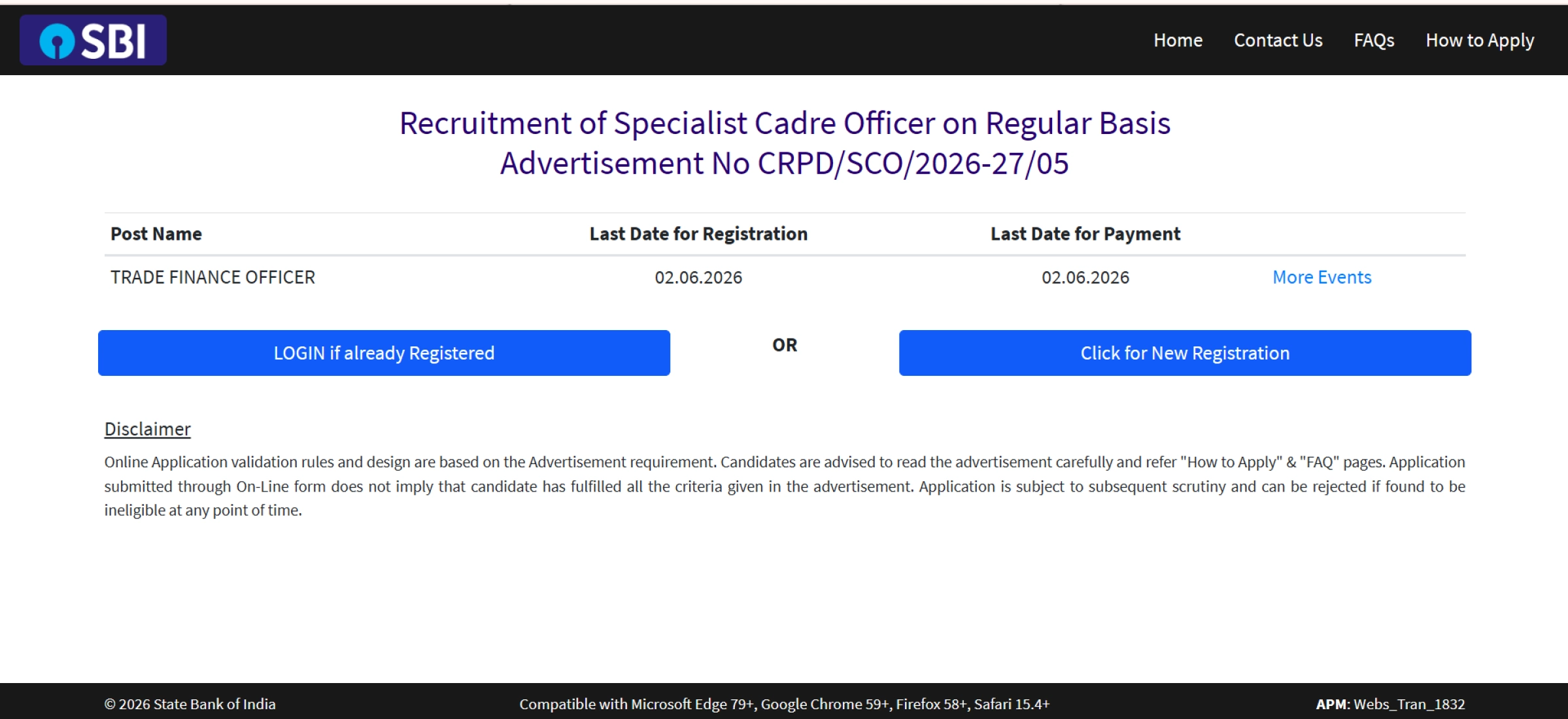 Sbi Trade Finance Officer Notification 2026