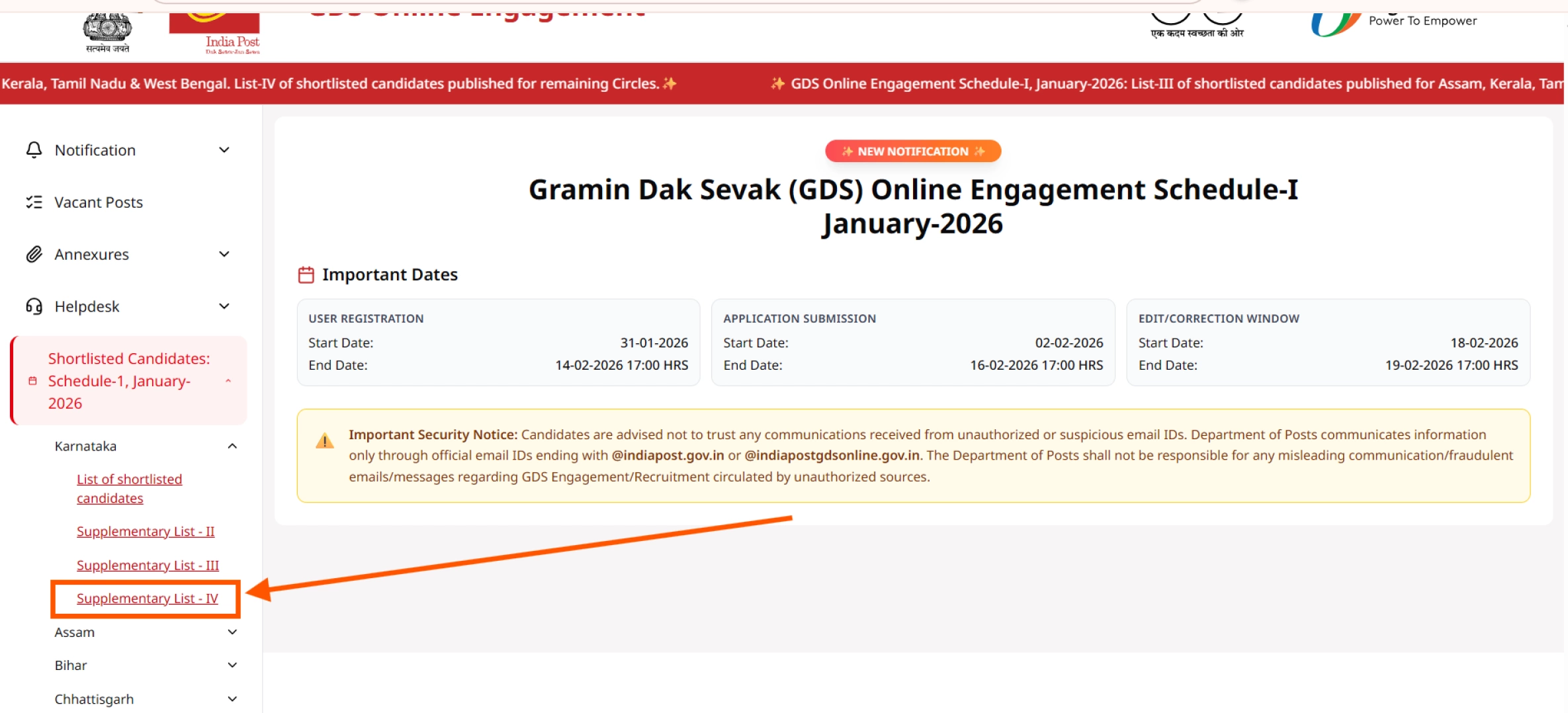 Karnataka Post Office Gds Result 2026 4Th Merit List