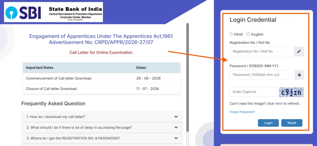 Sbi Apprentice 2026 Online Exam Admit Card